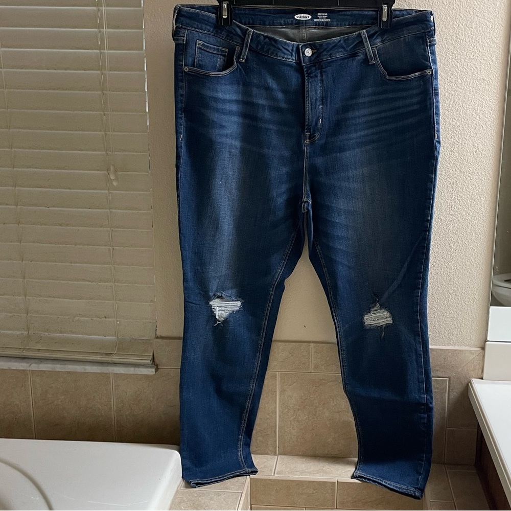 Old Navy Blue Relaxed Jeans with Distressed Details